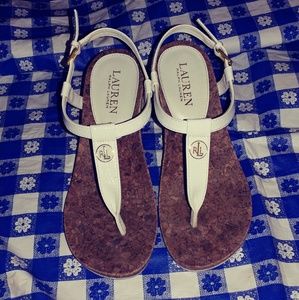 White Ralph Lauren wedge sandals size 7